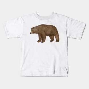 Handpainted watercolor clumsy cute forest brown bear Kids T-Shirt